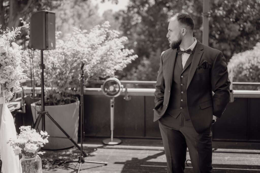 heiraten im Graf Isang nervöser Bräutigam